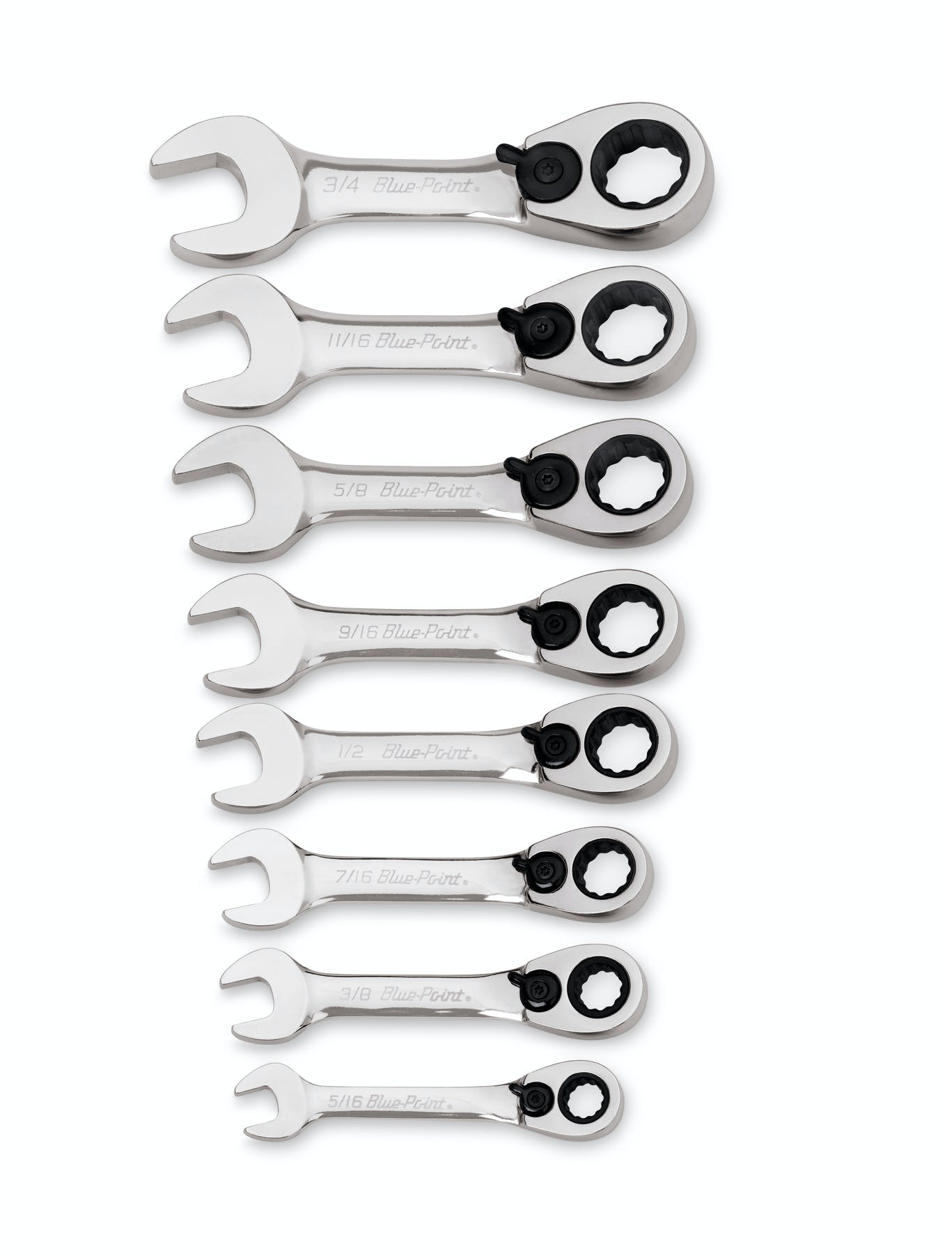 8 pc 12-Point SAE Short 15° Offset Ratcheting Box/Open-End Wrench Set (5/16-3/4 8 pc 12-Point SAE Short 15° Offset Ratcheting Box/Open-End Wrench Set (5/16-3/4